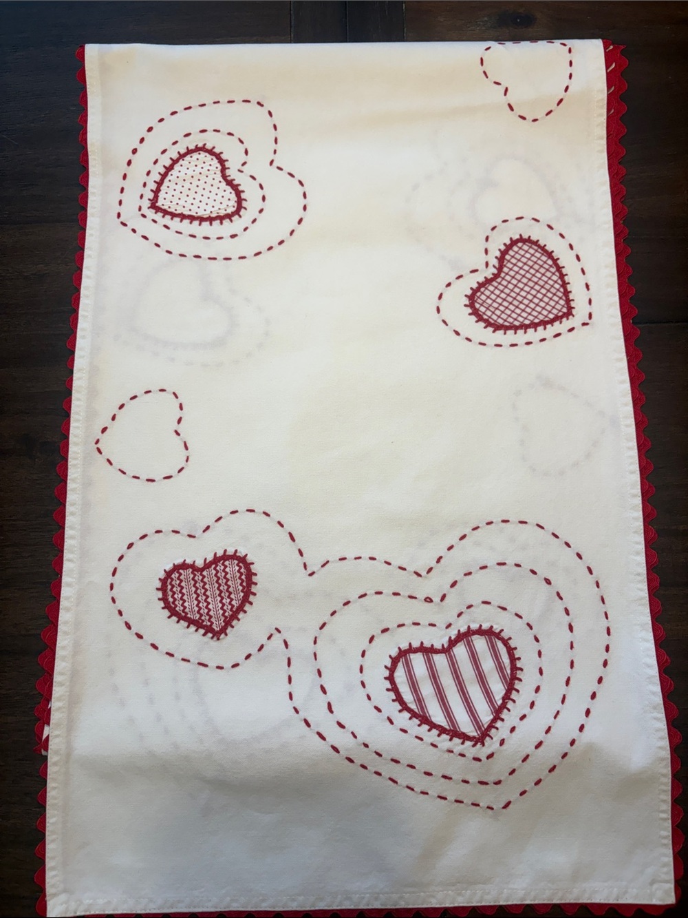 Pottery Barn Kids Embroidered Heart Valentine’s Day Table Runner